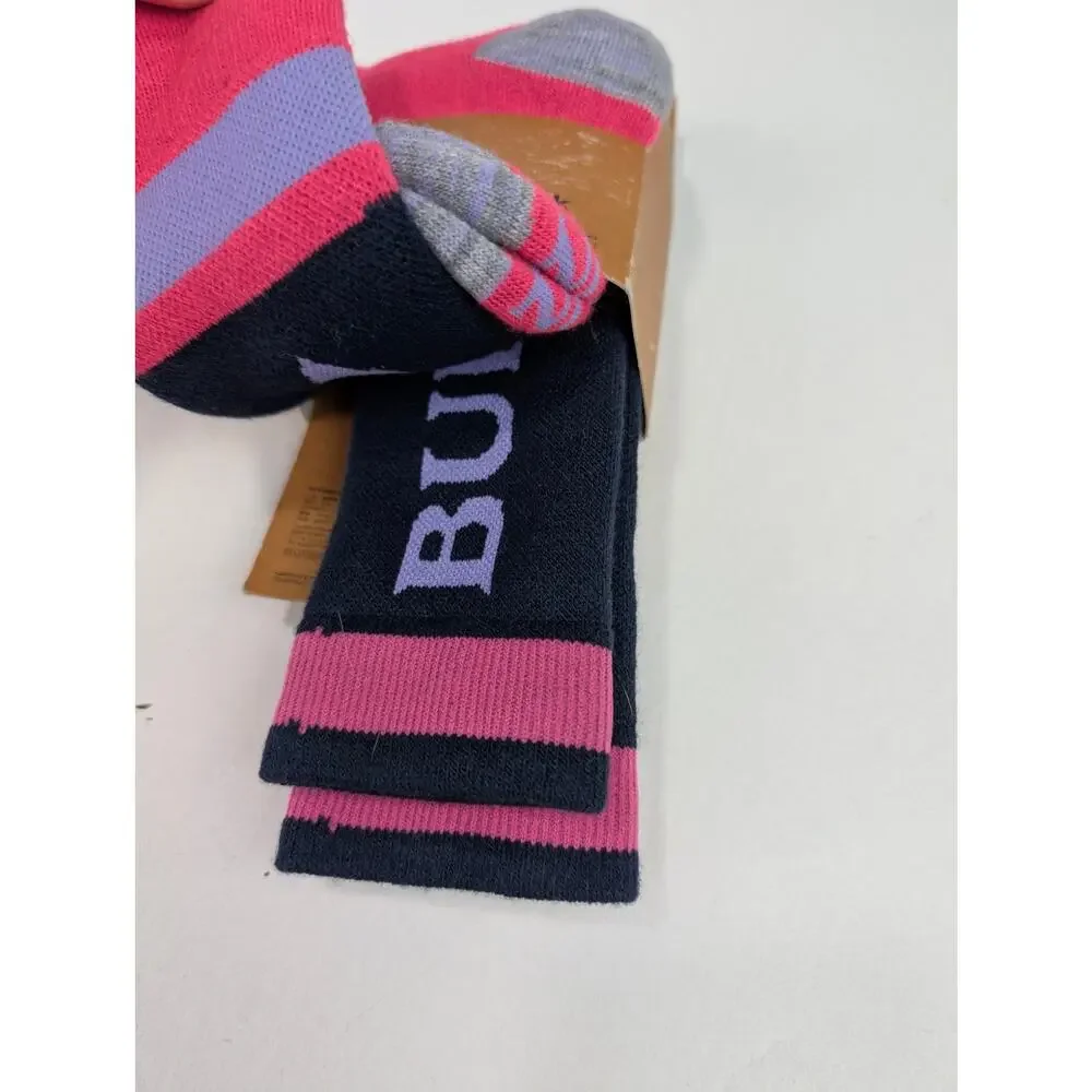 Burton Kids S/M Weekend Midweight 2-Pack Ski Socks - Pink/Navy